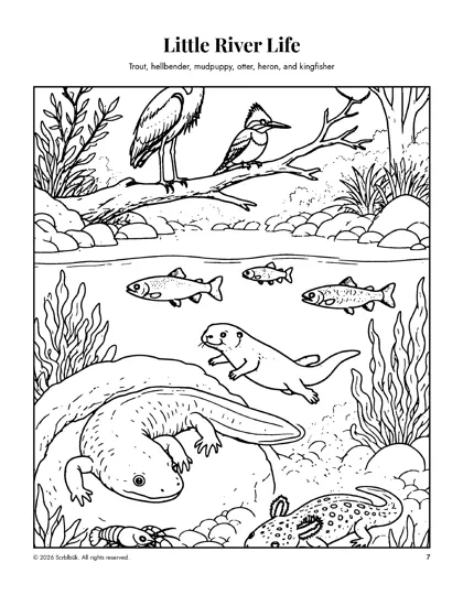 Cherry Blossom Lodge sample book: Page 7 · Little River Life (coloring)